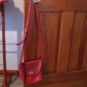 Small red leather crossbody